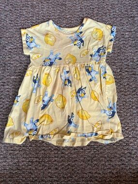 Yellow Kids Dress with Bluey Print